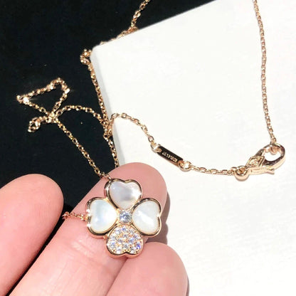 [AuraEcho Jewelry]CLOVER MOP DIAMOND ROSE GOLD NECKLACE