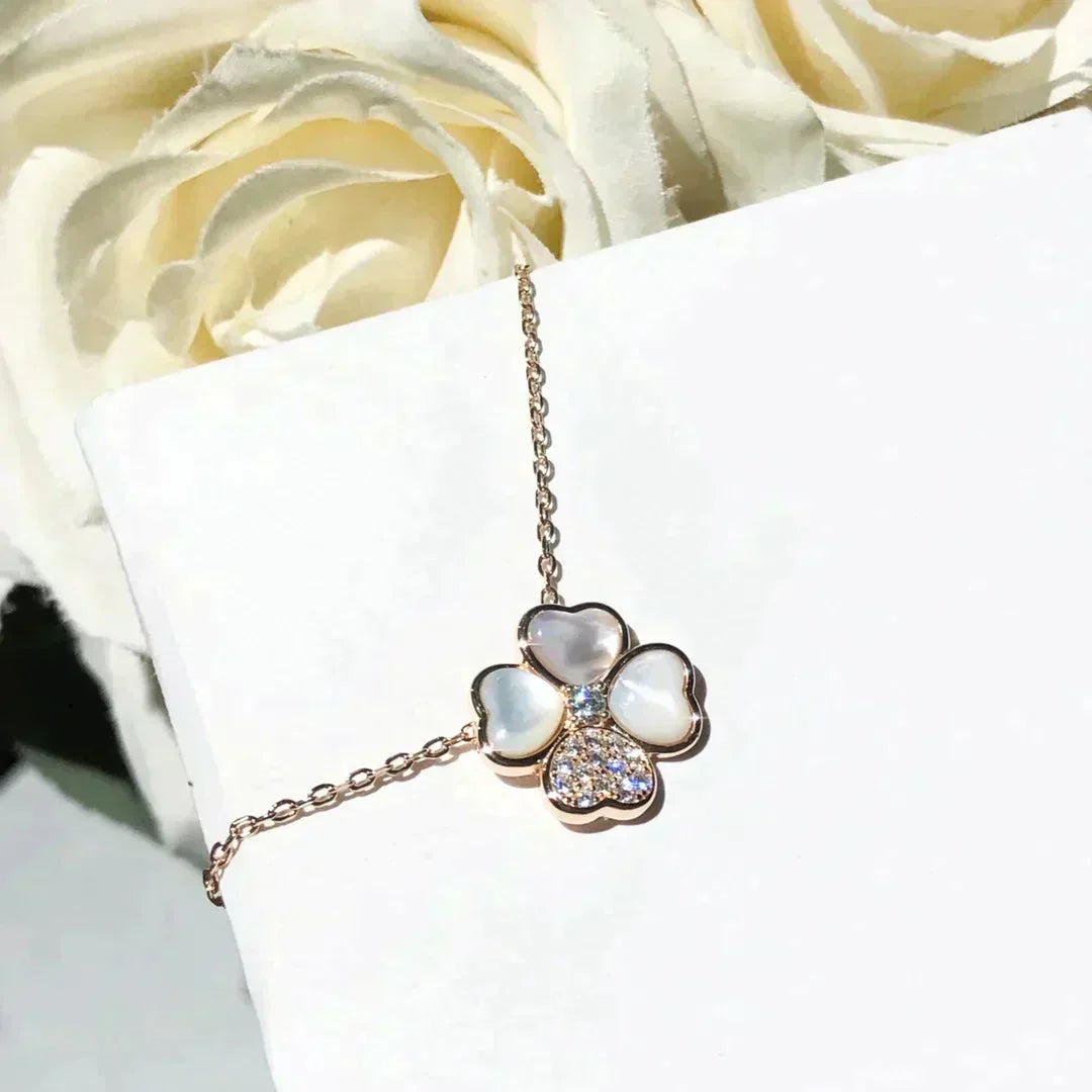 [AuraEcho Jewelry]CLOVER MOP DIAMOND ROSE GOLD NECKLACE