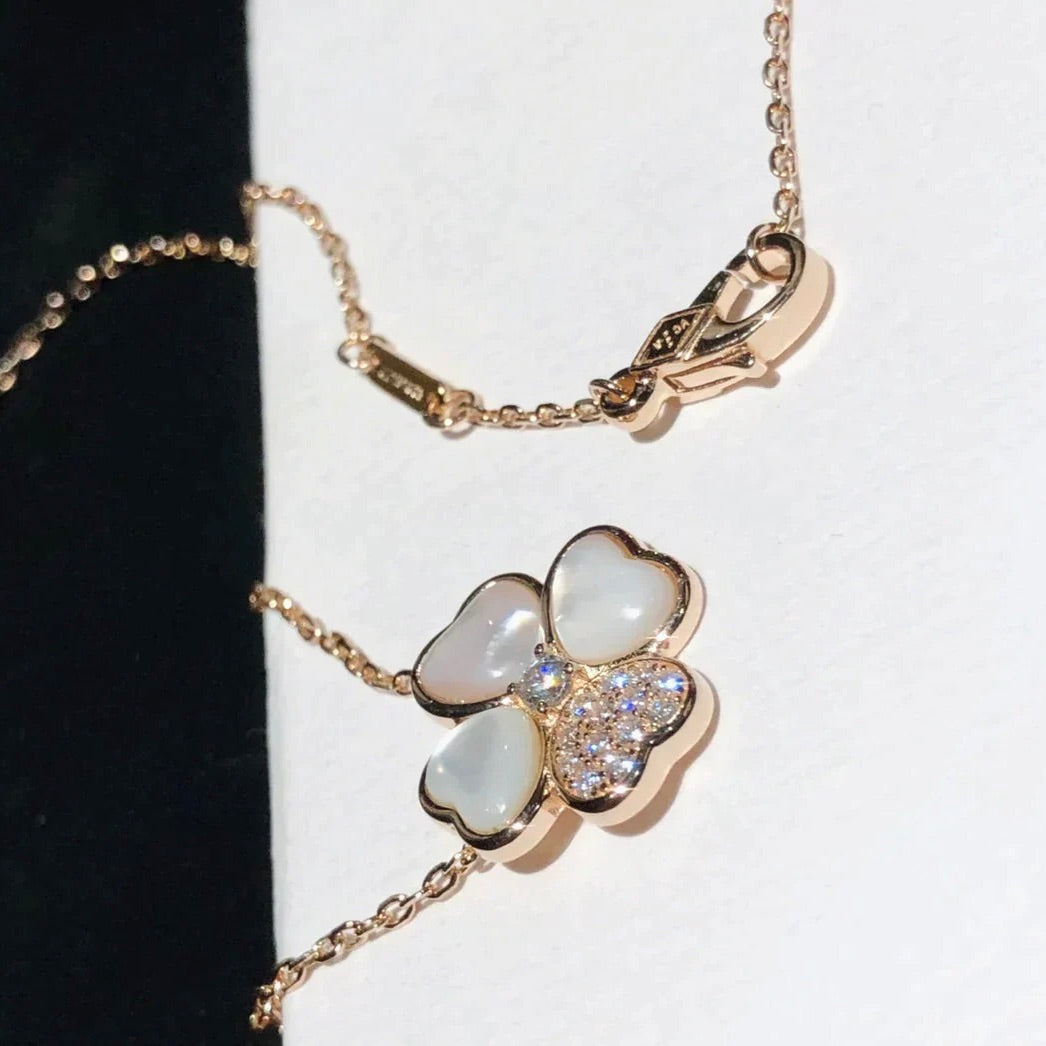 [AuraEcho Jewelry]CLOVER MOP DIAMOND ROSE GOLD NECKLACE