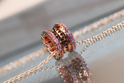 [AuraEcho Jewelry]ZERO 1 ROCK PINK GOLD PINK DIAMOND NECKLACE