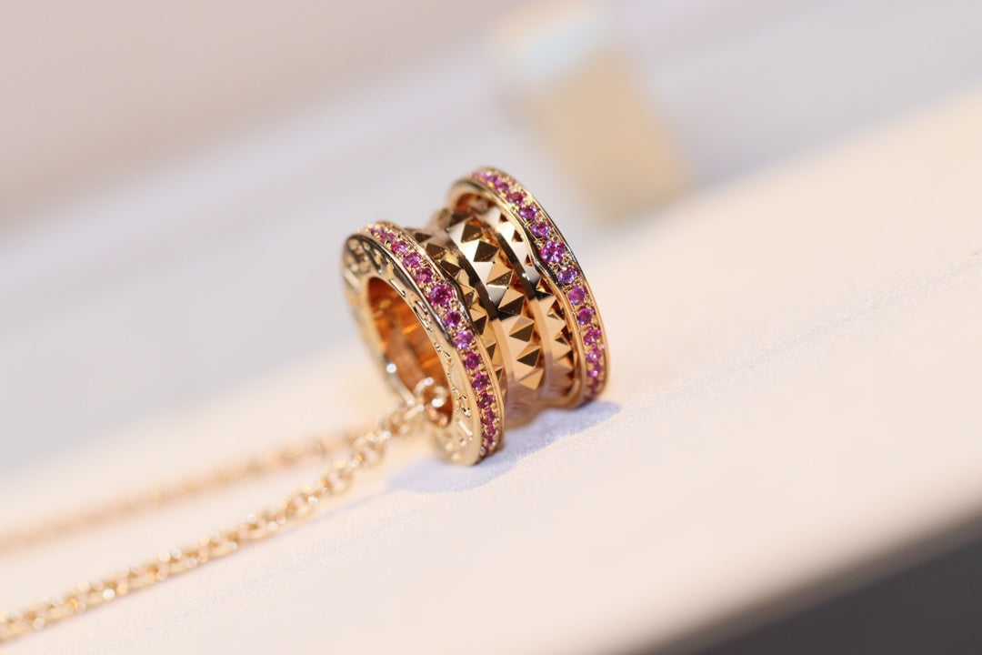 [AuraEcho Jewelry]ZERO 1 ROCK PINK GOLD PINK DIAMOND NECKLACE