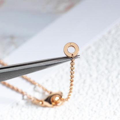 [AuraEcho Jewelry]ZERO 1 WHITE CERAMIC PINK GOLD DIAMOND NECKLACE