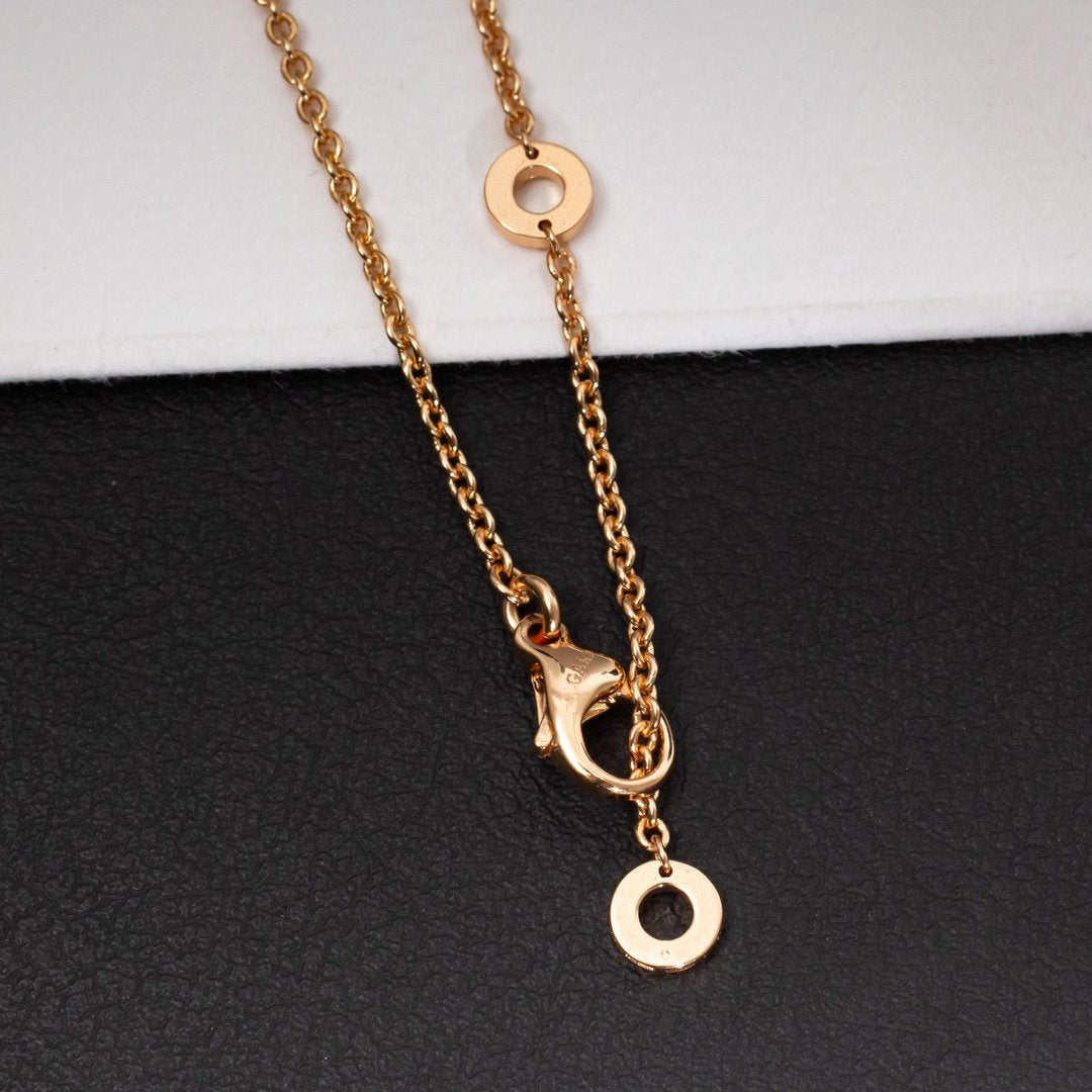 [AuraEcho Jewelry]ZERO 1 WHITE CERAMIC PINK GOLD DIAMOND NECKLACE