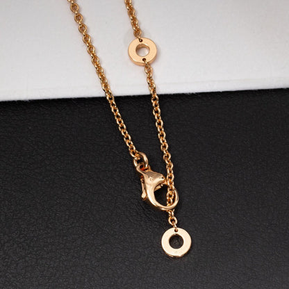 [AuraEcho Jewelry]ZERO 1 WHITE CERAMIC PINK GOLD DIAMOND NECKLACE