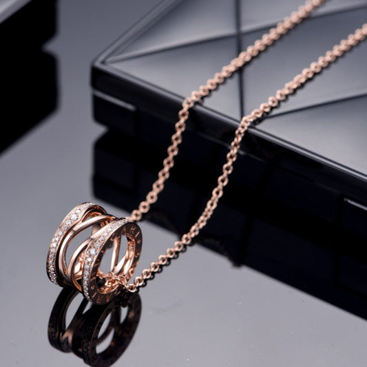 [AuraEcho Jewelry]ZERO 1 PINK GOLD DIAMOND OPEN NECKLACE