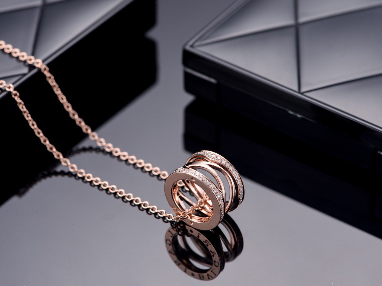 [AuraEcho Jewelry]ZERO 1 PINK GOLD DIAMOND OPEN NECKLACE