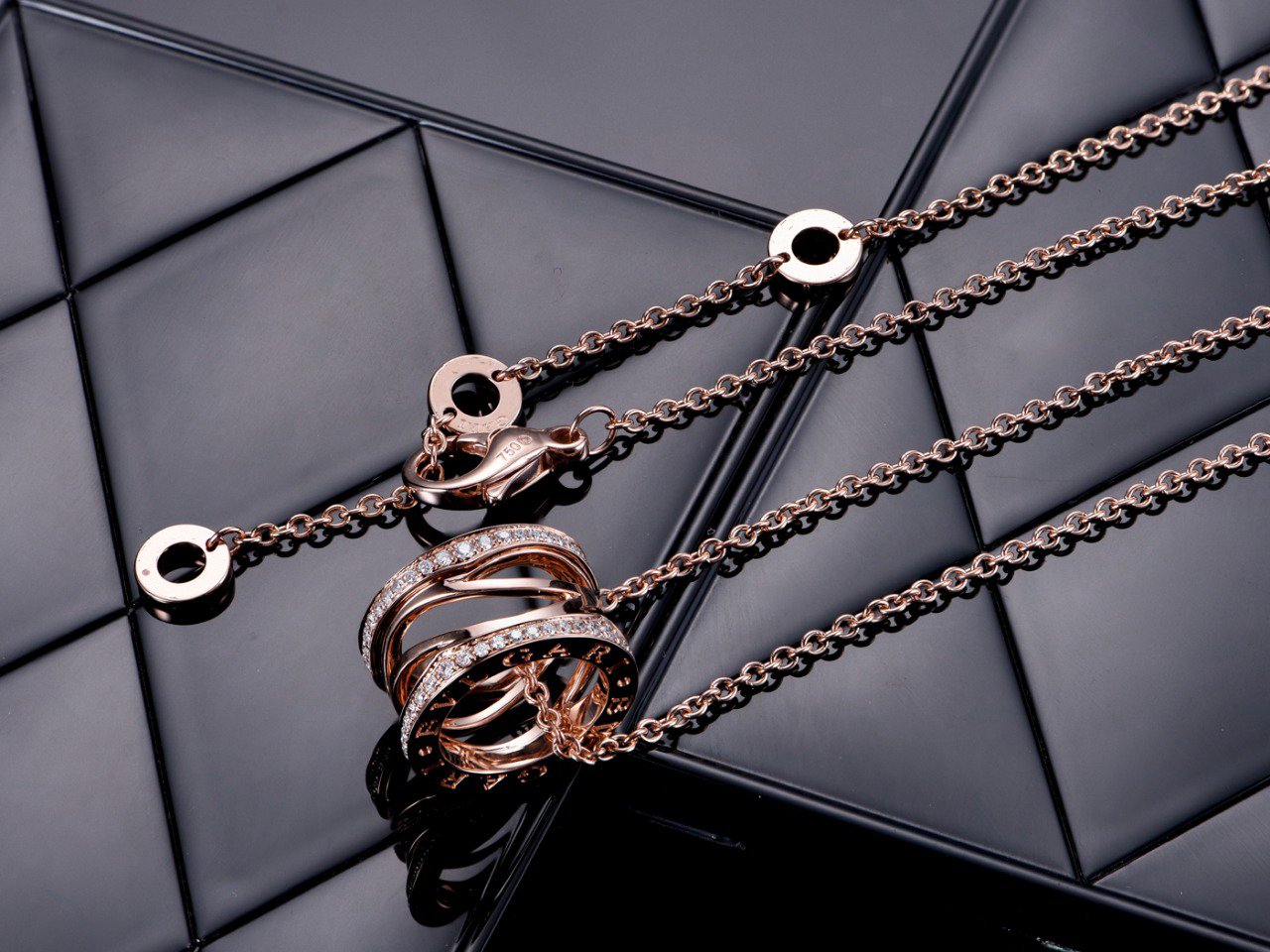 [AuraEcho Jewelry]ZERO 1 PINK GOLD DIAMOND OPEN NECKLACE