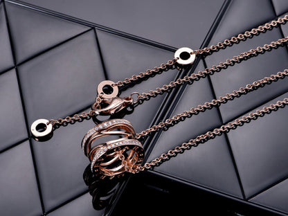 [AuraEcho Jewelry]ZERO 1 PINK GOLD DIAMOND OPEN NECKLACE
