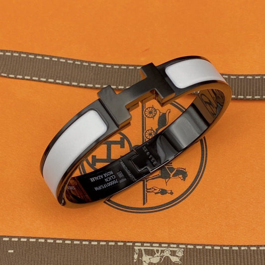 [AuraEcho Jewelry]H BRACELET 12MM BLACK WHITE CERAMIC