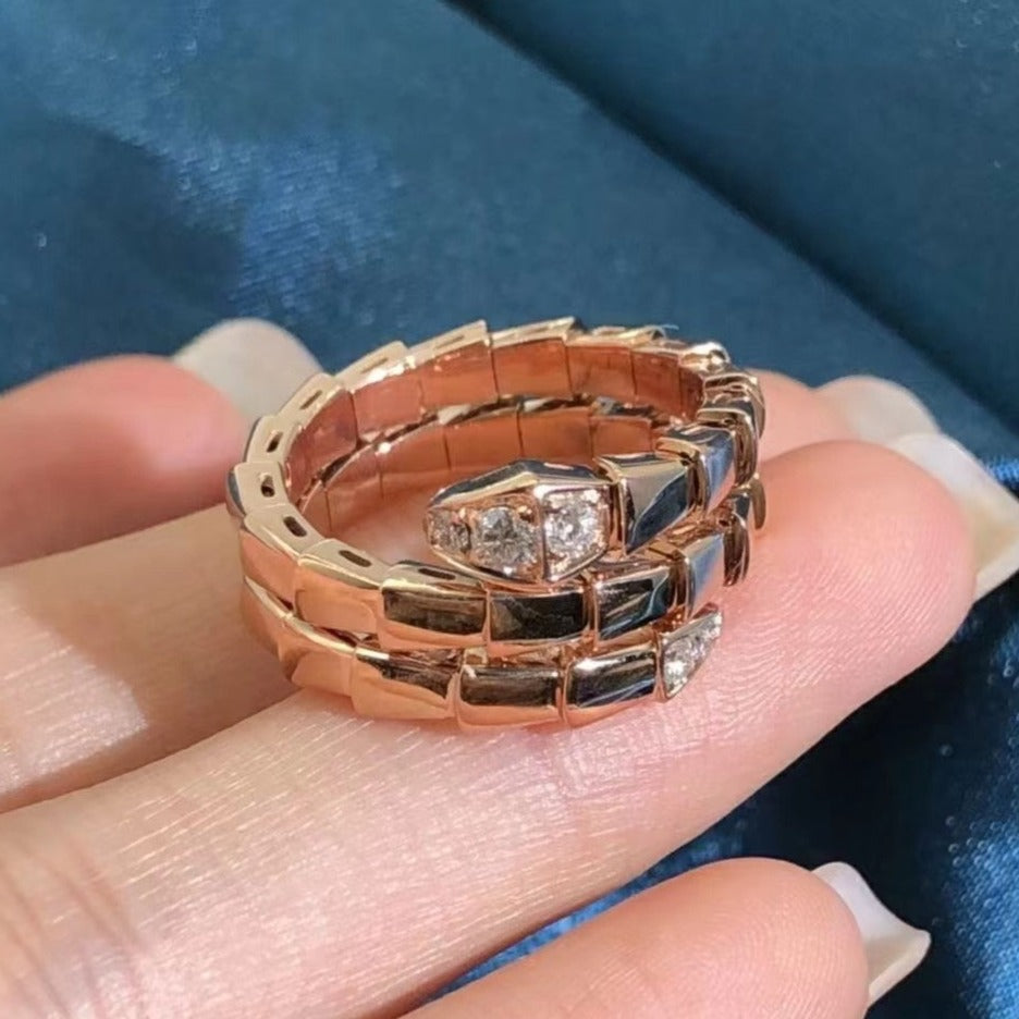 [AuraEcho Jewelry]SERPENTS DOUBLE ROW DIAMOND RING