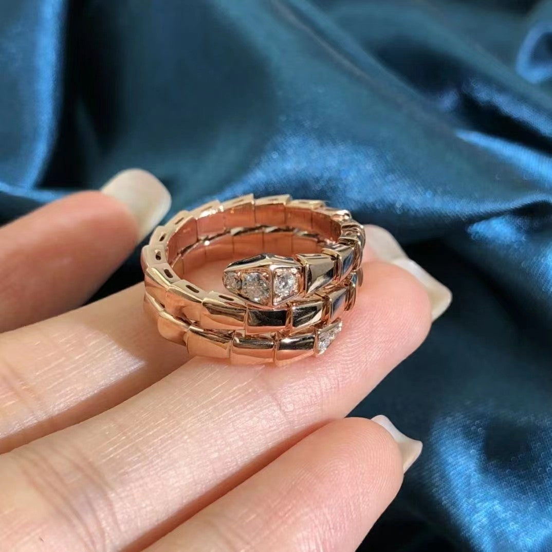 [AuraEcho Jewelry]SERPENTS DOUBLE ROW DIAMOND RING