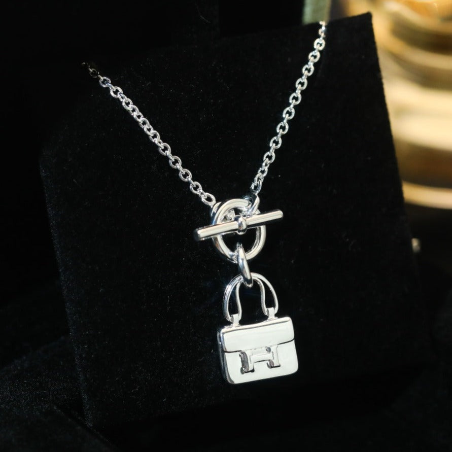 [AuraEcho Jewelry]POP H PEDANT SILVER NECKLACE