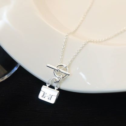 [AuraEcho Jewelry]POP H PEDANT SILVER NECKLACE