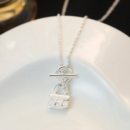[AuraEcho Jewelry]POP H PEDANT SILVER NECKLACE