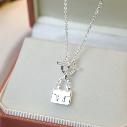 [AuraEcho Jewelry]POP H PEDANT SILVER NECKLACE