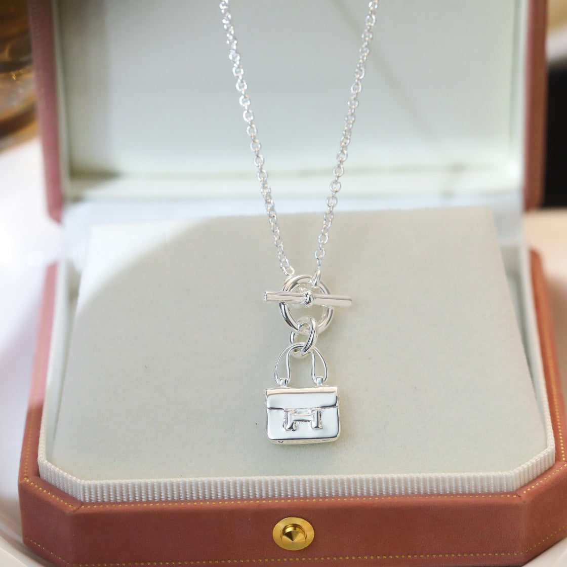 [AuraEcho Jewelry]POP H PEDANT SILVER NECKLACE