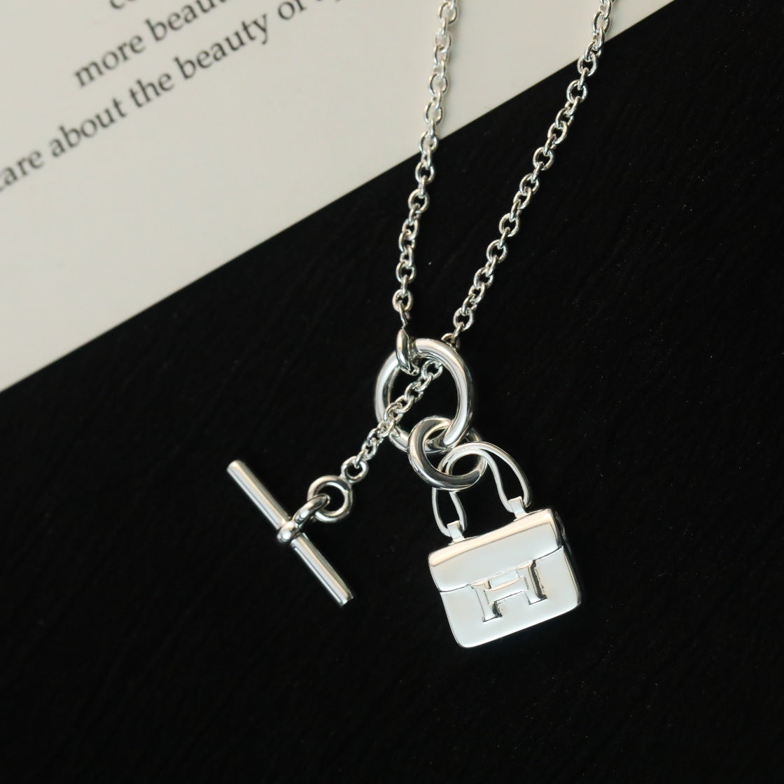[AuraEcho Jewelry]POP H PEDANT SILVER NECKLACE