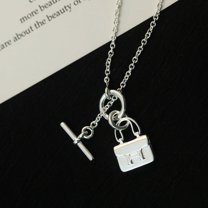 [AuraEcho Jewelry]POP H PEDANT SILVER NECKLACE