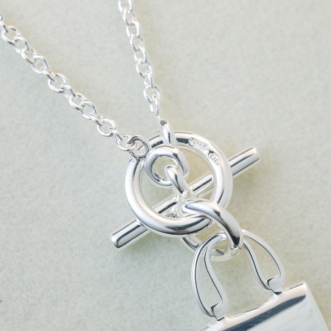[AuraEcho Jewelry]POP H PEDANT SILVER NECKLACE