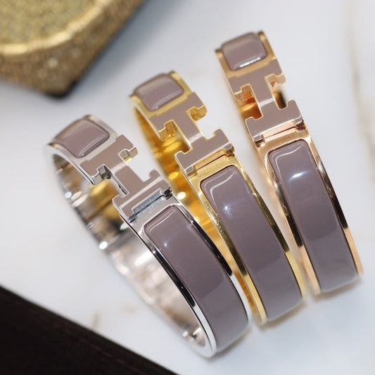 [AuraEcho Jewelry]H BRACELET 12MM BROWN