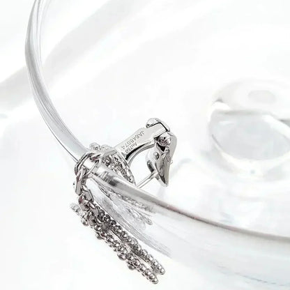 [AuraEcho Jewelry]CLOVER 2 MOTIFS  DIAMOND ONYX EARRINGS SILVER