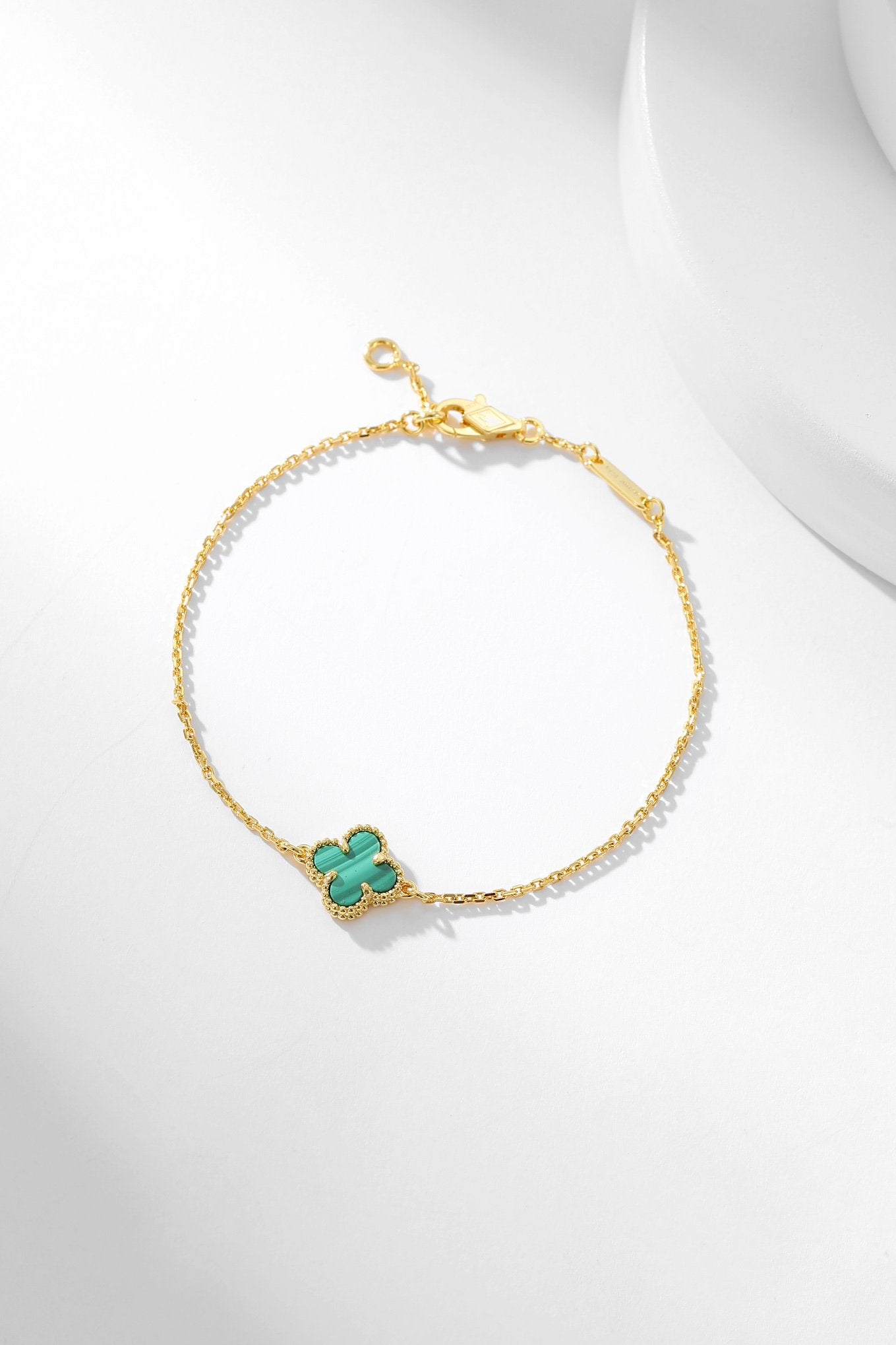 [AuraEcho Jewelry]CLOVER BRACELET MALACHITE 1 MOTIF