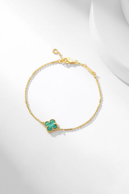 [AuraEcho Jewelry]CLOVER BRACELET MALACHITE 1 MOTIF