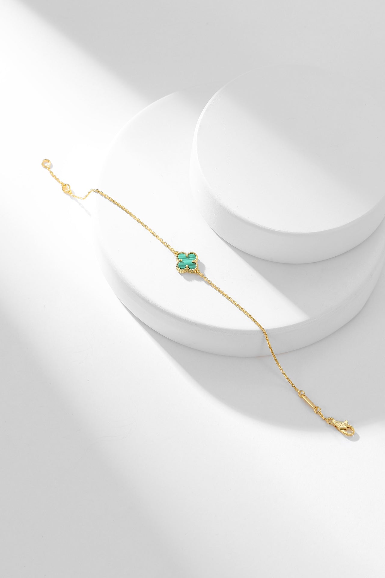 [AuraEcho Jewelry]CLOVER BRACELET MALACHITE 1 MOTIF