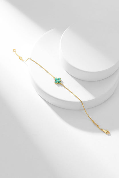 [AuraEcho Jewelry]CLOVER BRACELET MALACHITE 1 MOTIF
