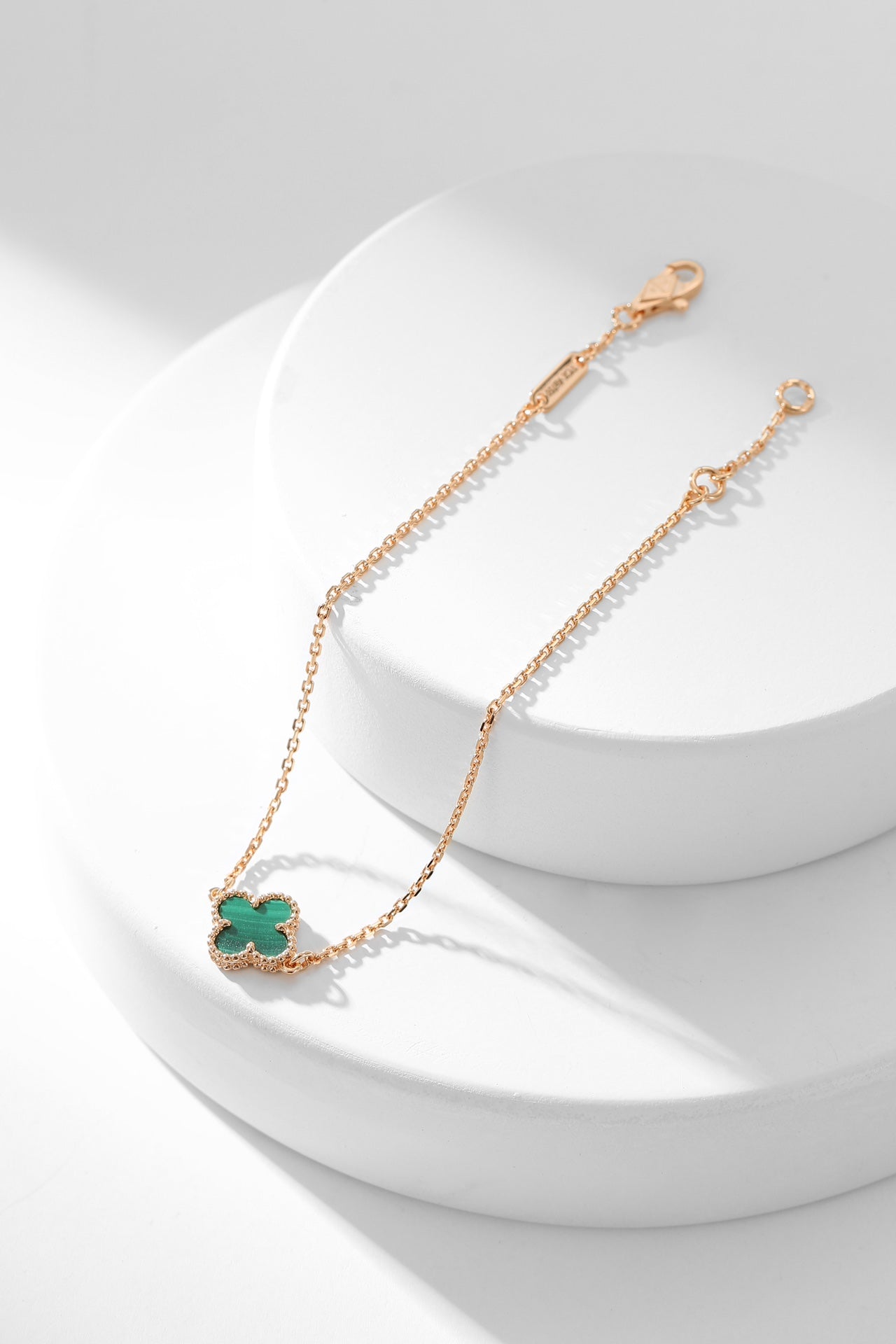[AuraEcho Jewelry]CLOVER BRACELET MALACHITE 1 MOTIF