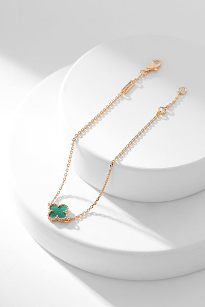 [AuraEcho Jewelry]CLOVER BRACELET MALACHITE 1 MOTIF