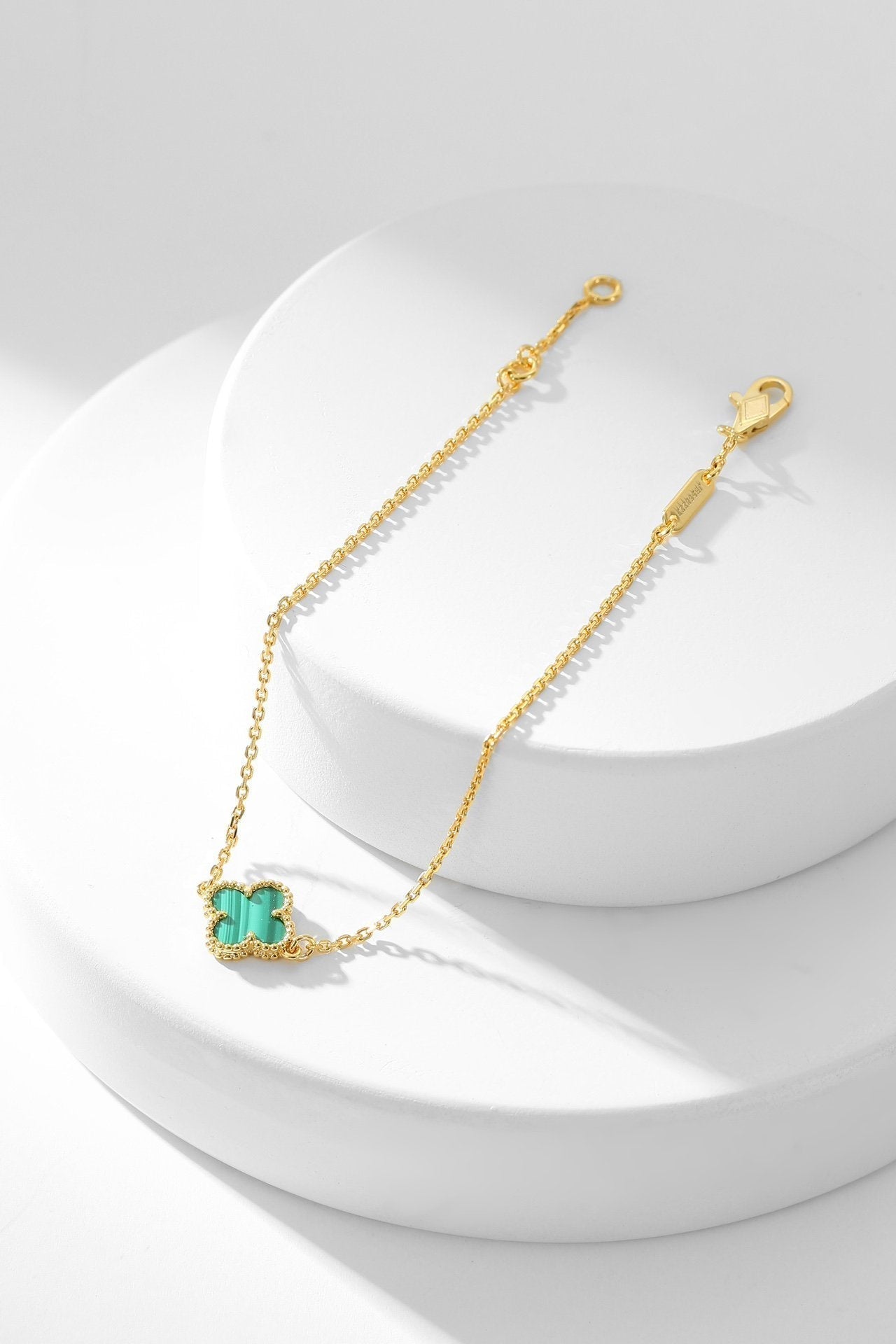 [AuraEcho Jewelry]CLOVER BRACELET MALACHITE 1 MOTIF