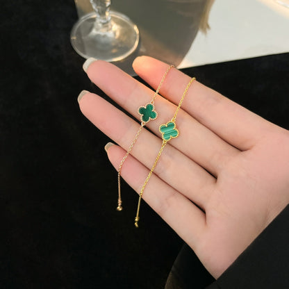 [AuraEcho Jewelry]CLOVER BRACELET MALACHITE 1 MOTIF