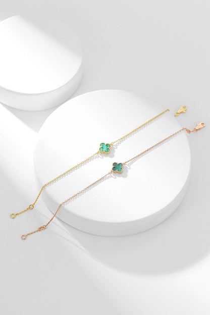 [AuraEcho Jewelry]CLOVER BRACELET MALACHITE 1 MOTIF