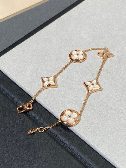[AuraEcho Jewelry]STAR AND SUN 5 MOTIF MOP PINK GOLD BRACELET