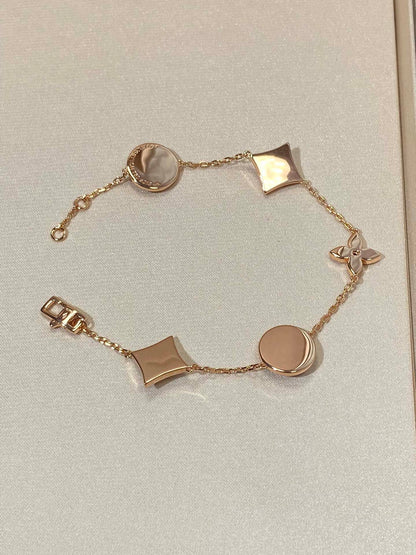 [AuraEcho Jewelry]STAR AND SUN 5 MOTIF MOP PINK GOLD BRACELET
