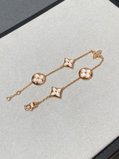 [AuraEcho Jewelry]STAR AND SUN 5 MOTIF MOP PINK GOLD BRACELET