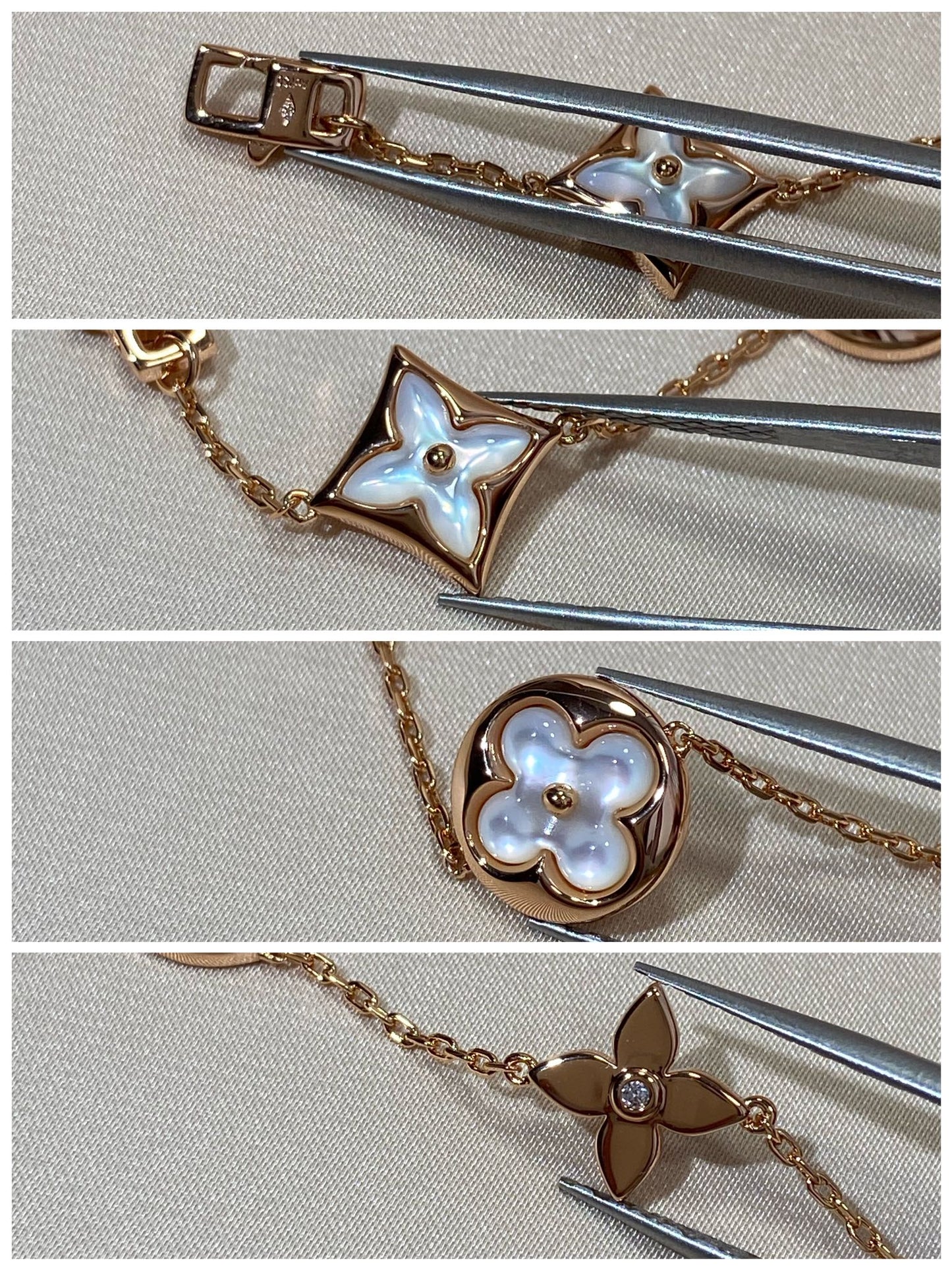 [AuraEcho Jewelry]STAR AND SUN 5 MOTIF MOP PINK GOLD BRACELET