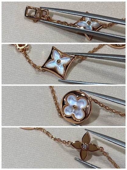 [AuraEcho Jewelry]STAR AND SUN 5 MOTIF MOP PINK GOLD BRACELET