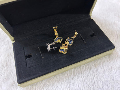 [AuraEcho Jewelry]CLOVER PIETERSITE MEDIUM STUD EARRINGS