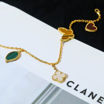 [AuraEcho Jewelry]LUCKY SPRING 5 MOTIF GOLD BRACELET
