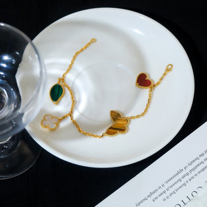 [AuraEcho Jewelry]LUCKY SPRING 5 MOTIF GOLD BRACELET
