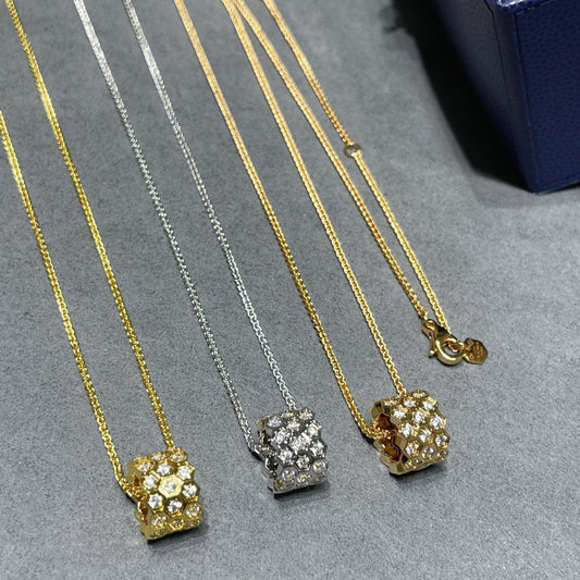 [AuraEcho Jewelry]BEE LOVE DIAMOND PAVED 3 ROW NECKLACE