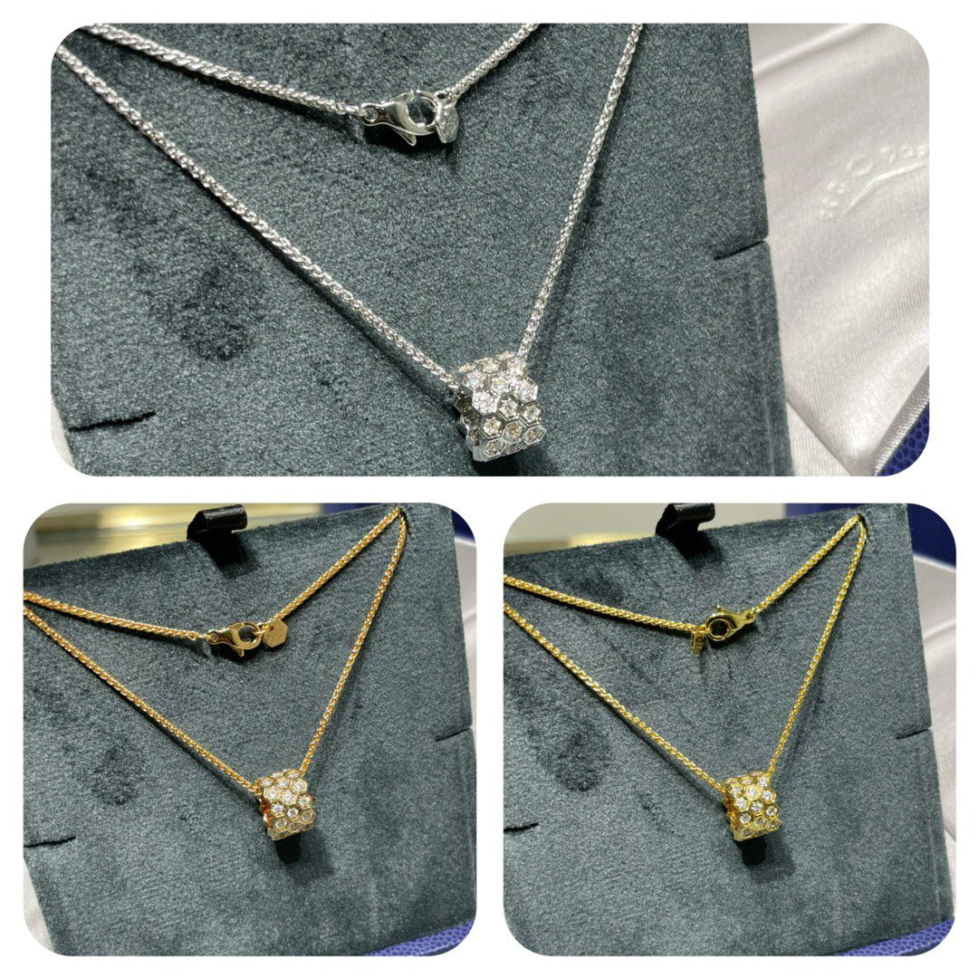 [AuraEcho Jewelry]BEE LOVE DIAMOND PAVED 3 ROW NECKLACE