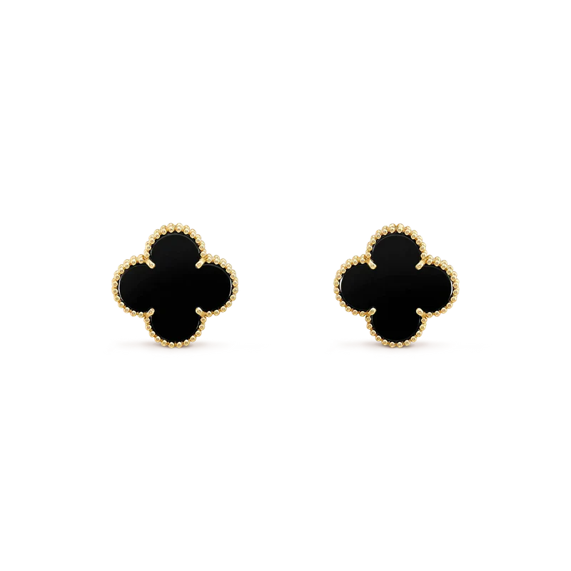 [AuraEcho Jewelry]CLOVER MEDIUM 1 MOTIFS  ONYX STUD EARRINGS