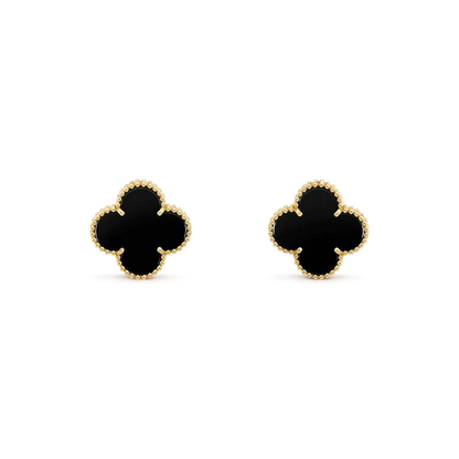 [AuraEcho Jewelry]CLOVER MEDIUM 1 MOTIFS  ONYX STUD EARRINGS