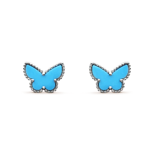 [AuraEcho Jewelry]BUTTERFLY TURQUOISE EARRINGS SILVER