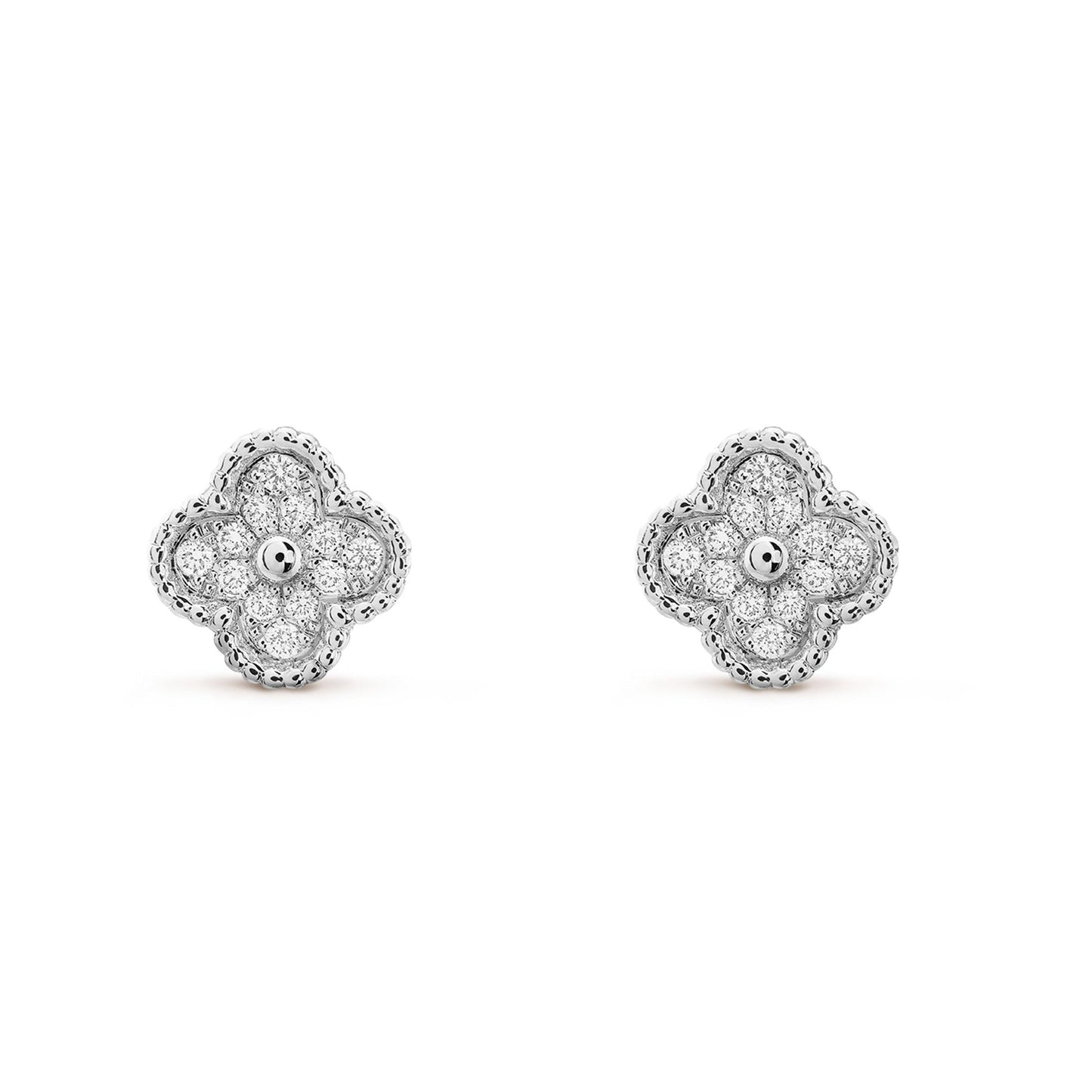 [AuraEcho Jewelry]CLOVER MINI DIAMOND STUD EARRINGS