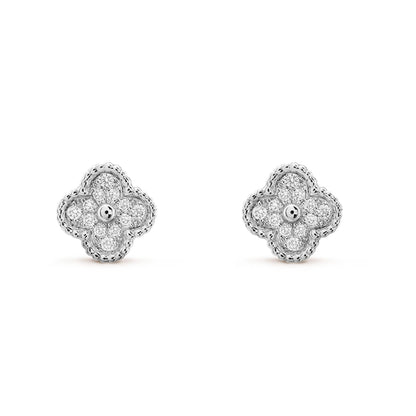[AuraEcho Jewelry]CLOVER MINI DIAMOND STUD EARRINGS