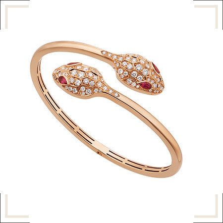 [AuraEcho Jewelry]SERPENTI BRACELET PINK GOLD DIAMOND DOUBLE SNAKE